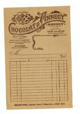 ANNECY (74) USINE CHOCOLATERIE / CHOCOLAT CACAO "CHOCOLAT D'ANNECY" en 1920