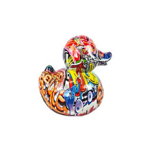 Statue canard en résine graffiti 25 cm