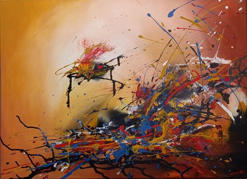 Peinture abstraite acrylique - peinture, abstraite,