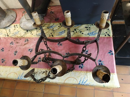 Lustre fer forgé ancien - lustre, en