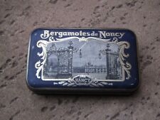 Ancienne boîte publicitaire métal Bergamotes de Nancy, croix de lorraine