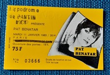 ticket billet stub used place concert PAT BENATAR 1983  PARIS