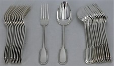 Saint Médard modèle Godrons, 12 couverts à entremets, 24 pièces, métal argenté.