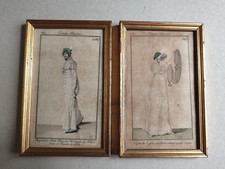 Début XIXème Costumes Parisiens -Deux Gravures encadré cadre baguette bois doré