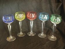 CRISTAL DE LORRAINE FRENCH CUT CRYSTAL WINE GLASSES,SET OF 5.