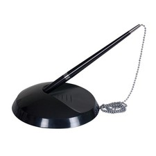 [KF00233] Q-connect Stylo-bille sur socle plastique lesté noir chaînette nick...