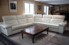 Canapé d'angle cuir blanc cuir center excellent état 3,20 x 3,20