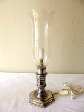 Lampe de table métal argenté et cristal BACCARAT