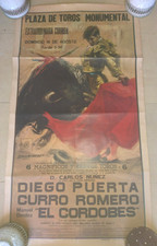 ANCIENNE GRANDE AFFICHE TAUROMACHIE CORRIDA FERIA 1970 DIEGO PUERTA ESPAGNE