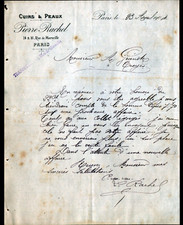 PARIS (X°) TANNERIE / CUIRS & PEAUX pour SELLIER "Pierre RACHEL" Lettre en 1904