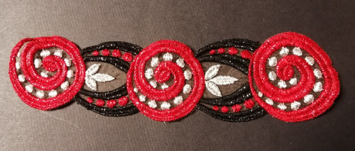 Bande broderie rouge et - rouge,