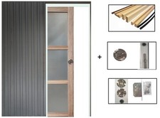 Porte Coulissante Frake Vitree H204 X L83 + Systeme De Galandage Et Kit De Finit