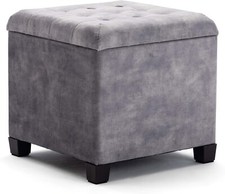 HNNHOME Pouf Coffre de Rangement Repose-Pieds, Tabouret 47 L, 45 x 45 x 43 cm FR