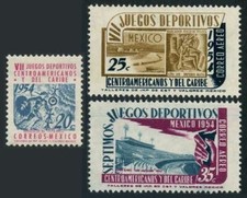 Mexico 886,C222-C223,hinged.Mi 1036-38. Central American & Caribbean Games,1954.