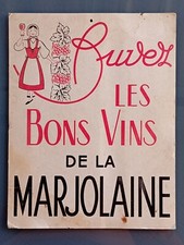 Ancien carton publicitaire Vins de la MARJOLAINE litre en bouteille VIGNE & bar