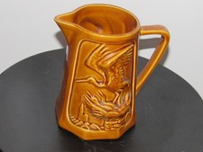 Ancien Pichet Barbotine Style Saint Clément Cigognes Marron