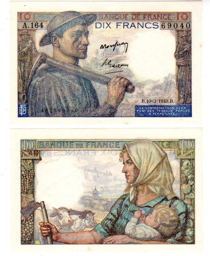 France billet francs 1942 - france, 10