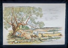 Lithographie originale Cyrano de Bergerac planche n° 11 R. Carrance Papier Japon