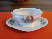 Ancienne Petite SAUCIÈRE Individuelle en Porcelaine - Motif Floral - TTBE