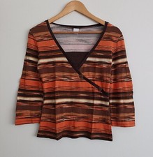 T shirt a rayures multicolore degrade orange marron et beige. Camaieu. 36 / 38