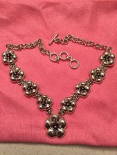 Taxco Mexican Sterling Silver Flower Necklace 16-18 inch