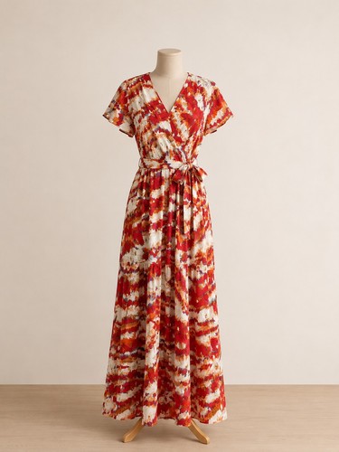 Robe longue cache cœur corail - longue,