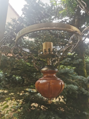Lustre vintage bois et - lustre,