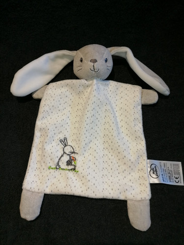 Doudou lapin plat gris - lapin,