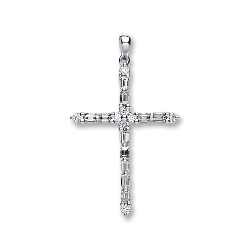 Pendentif croix blanc - or,