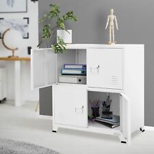 Armoire de classement bureau blanc 75x40x80,5 cm acier 2 compartiments 4 portes