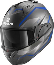 Casque Shark Evo Es Yari ABS Anthracite Bleu Flip Arrière Mentonnière Rabatable