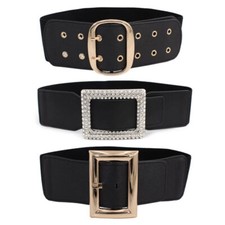 Femmes Robe Noire Ceinture Élastique Large Celtique Rétro Vintage Cinger /