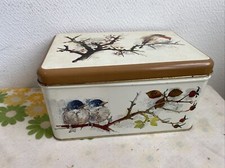 Ancienne Grande Boîte Métal Tôle Décor Oiseau Nature Deco Rangement