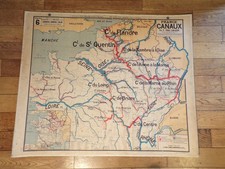 ANCIEN AFFICHE CARTE VIDAL LABLACHE-6.FRANCE-Canaux-Armand Colin