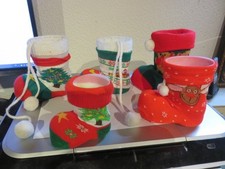 Lot de 5 bottes, décoration de Noël hauteur de 9 à 13 cm environ