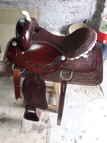Selle western cuir marron - en,