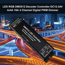 RGB DMX512 Decoder Controller DC12-24V 4X4A 16A 4 Channel Digital PWM Dimmer