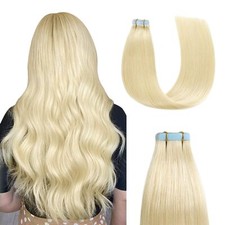 Extension Adhesive Cheveux Naturel 30cm Blond Platine Extension Cheveux Natur...