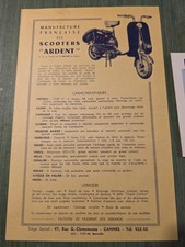 Lot 2 prospectus Scooters ARDENT Cannes – années 1950 – publicité moto /...