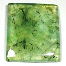 92 Ct 6X33X38 mm rutile vert naturel préhnite rectangulaire cabochon gemmes H...