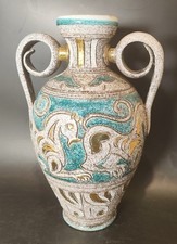 Ancien Vase Céramique Italienne Signé Italy  Ceramic Mid Century 31 cm 