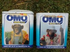 Lot 2 Baril publicitaire lessive Omo Micro Plus Chimpanzés maousse costo