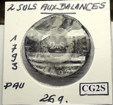 2 Sols aux Balances 1793 Pau 26g