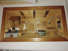 Décoration murale en bois vintage - cadre intérieur de maison - Shadow box 3D