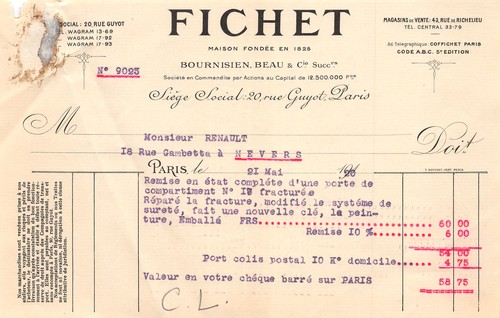 1920 fichet paris m - 1920,