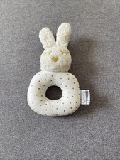 Doudou hochet lapin gris blanc Cœur MATHILDE M