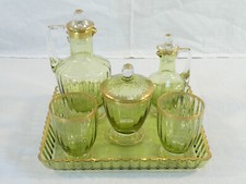 SERVICE DE NUIT en cristal teinté vert BACCARAT / DAUM / ST LOUIS /ST DENIS