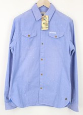 Scotch & Soda Homme Bleu Clair Mélange Coton Chemise M Classique Peint Bouton-Up