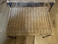 2 Tables basses gigognes en rotin vintage