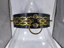 Collier ras de cou anneau cuir